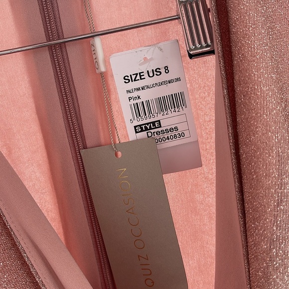 Quiz - Women's Metallic Pink Pleated Evening Dress Size 8 - Picture 14 of 14